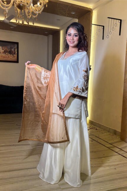 Classy Sharara Suit With Hand Embroidery Detailing