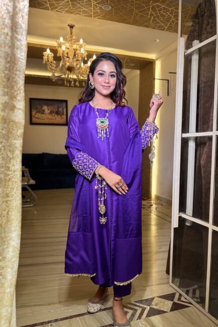 Summer Silk Suit With Hand Embroidery Detailing